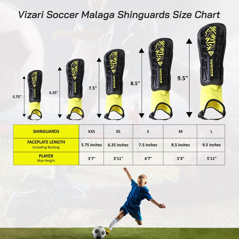 VIZARI Malaga Soccer Shinguard | Durable Soccer Shin Guard with Tough Protection & Elastic Straps | Breathable, Moisture-Wicking Youth Soccer GearProduct - Image 3